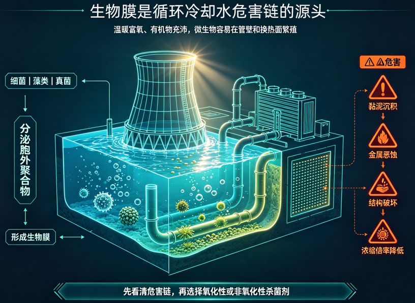 生物膜是循环冷却水危害的源头